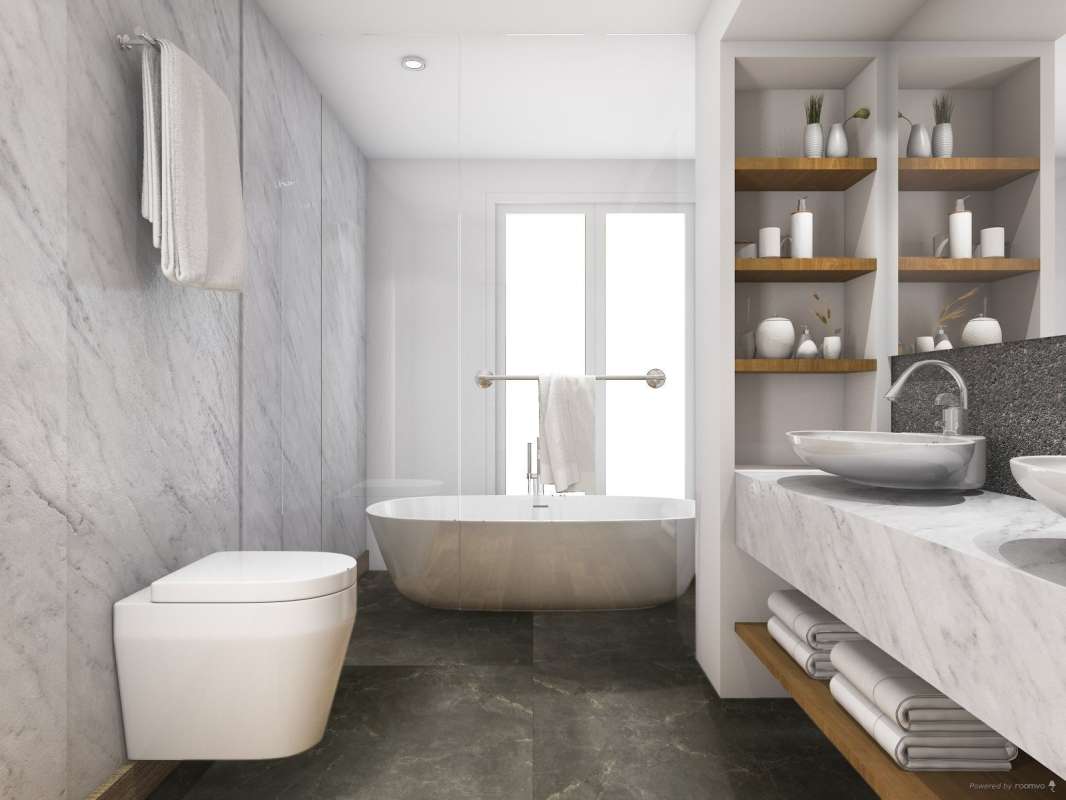 TFD Marble Antraciet Vinyl Raumbild Bad TFD Marble Antraciet Vinyl Raumbild Bad